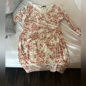 Ralph Lauren Pink and Cream Floral Long Sleeve Dress